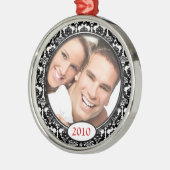 Black Damask Your Photo-kerstversiering Metalen Ornament (Links)