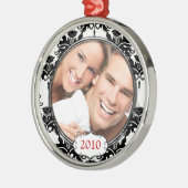 Black Damask Your Photo-kerstversiering Metalen Ornament (Links)