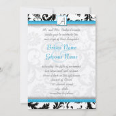 Black Damask zwemt wit met Bright Aqua Trim Kaart (Achterkant)