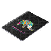 Black Damaskers Colorful Floral Elephant Notitieboek (Linkerzijde)