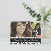Black Damasklasse van Graduation Invitations Uitnodiging Briefkaart (Staand voorkant)