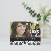 Black Damasklasse van Graduation Invitations Uitnodiging Briefkaart (Staand voorkant)