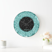 Black Damasmaskers Sparking Green Diamonds Glitter Grote Klok (Huis)