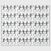 Black Dancing Skull Halloween Pattern Cadeaupapier (Vlak)