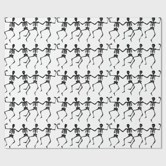 Black Dancing Skull Halloween Pattern Cadeaupapier (Vlak)