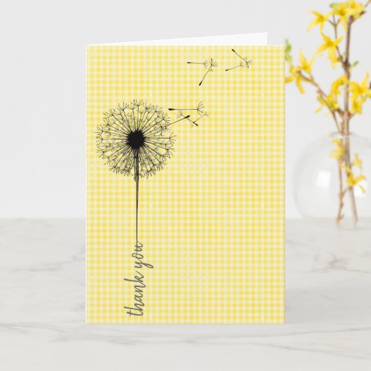 Black dandelion bedankt kaart (Gele Bloem)