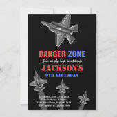 Black Danger Zone Fighter Jet Verjaardag Uitnodigi Kaart (Voorkant)