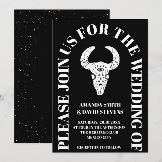 Black Dark Moody Arch Boho Rustic Wedding Kaart (Voorkant / Achterkant)