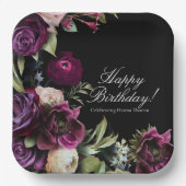 Black Dark Moody Elegant Birthday Party Papieren Bordje (Voorkant)