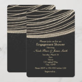 Black Dark Night Sky & String Lights Uitnodigingen (Voorkant / Achterkant)