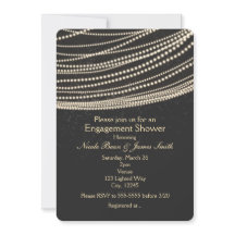 Black Dark Night Sky & String Lights Uitnodigingen