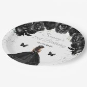 Black Dark Skin Prinses Verjaardagsfeestje Papieren Bordje (Gekanteld)