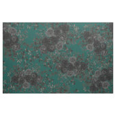 Black Dark Turquoise Gothic Roos Floral Stof (Fat Quarter)
