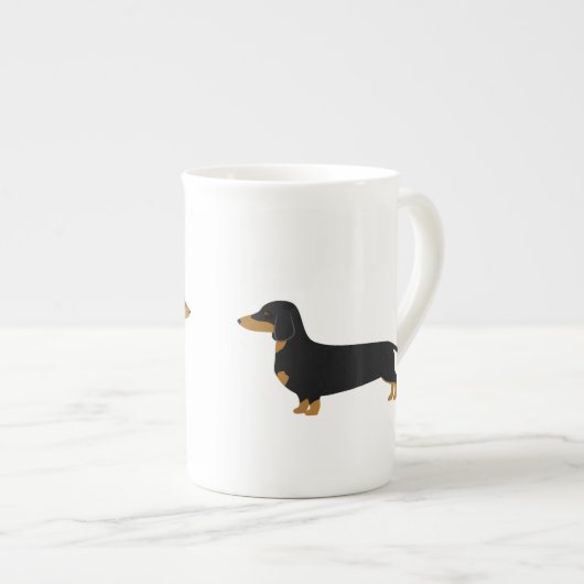 Black Daschund Bone China mok (Voorkant rechts)