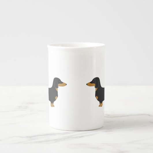 Black Daschund Bone China mok (Voorkant)