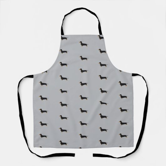 Black Daschund grijs Apron Schort (Voorkant)