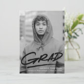 Black | Dashed Photo Graduparty Kaart (Staand voorkant)