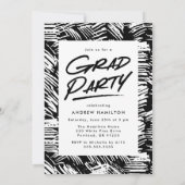 Black | Dashed Photo Graduparty Kaart (Achterkant)