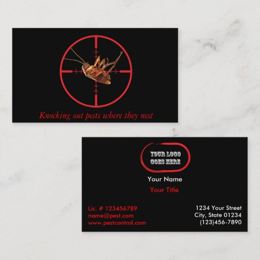 Black Dead Roach Pest Service 2 Sided Visitekaartje (Voorkant / Achterkant)