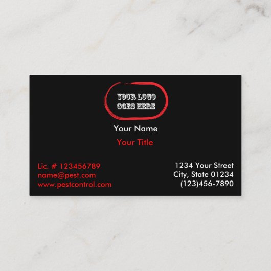 Black Dead Roach Pest Service 2 Sided Visitekaartje (Achterkant)