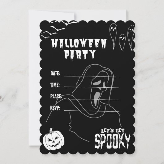 Black Deadly Halloween Party Uitnodiging (Voorkant)