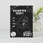 Black Deadly Halloween Party Uitnodiging (Staand voorkant)