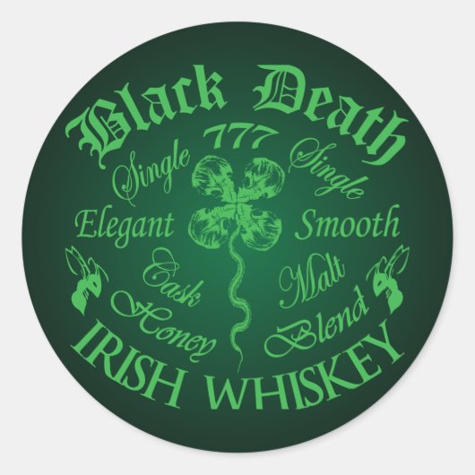 Black Death 777 - Honing Ierse Whiskey Ronde Sticker (Voorkant)