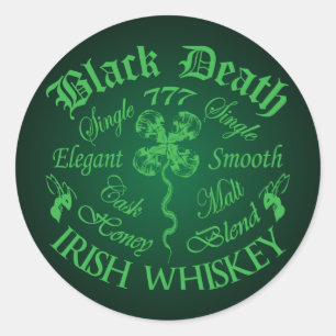 Black Death 777 - Honing Ierse Whiskey Ronde Sticker