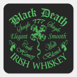 Black Death 777 - Honing Ierse Whiskey Vierkante Sticker