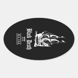 Black Death 777 - Olieschepen Rum Ovale Sticker