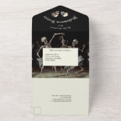 Black Death Dancing Skeletons Halloween All In One Uitnodiging (Buitenkant)