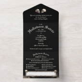 Black Death Dancing Skeletons Halloween All In One Uitnodiging (Binnen)