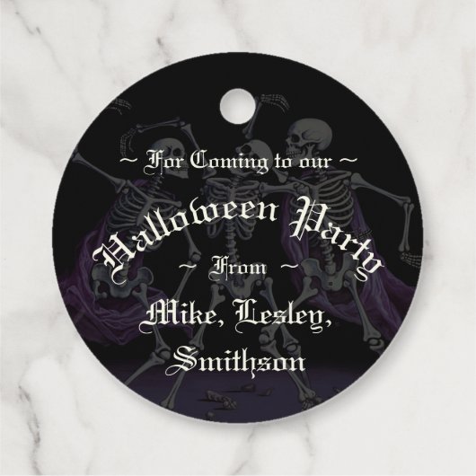 Black Death Dancing Skeletons Halloween Bedankjes Labels (Achterkant)