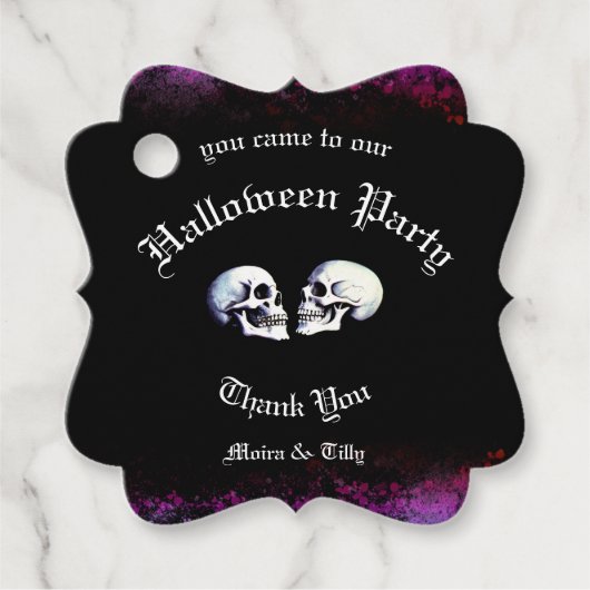 Black Death Dancing Skeletons Halloween Bedankjes Labels (Voorkant)