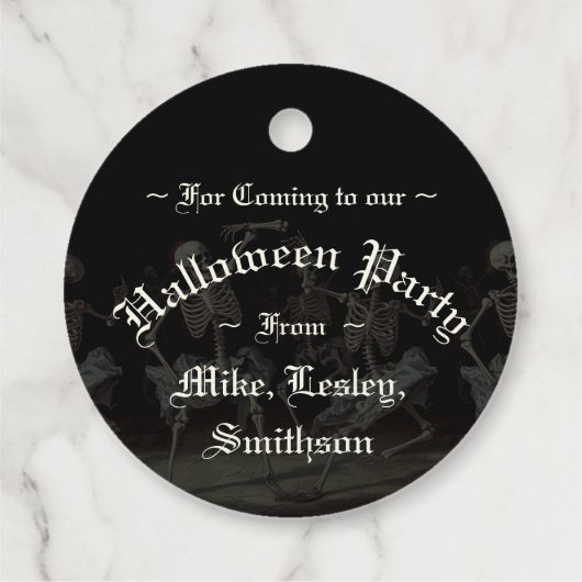 Black Death Dancing Skeletons Halloween Bedankjes Labels (Achterkant)
