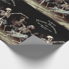 Black Death Dancing Skeletons Halloween Cadeaupapier