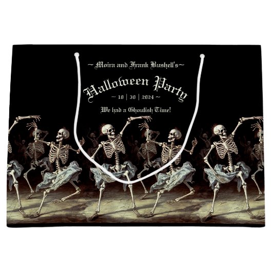 Black Death Dancing Skeletons Halloween Groot Cadeauzakje (Voorkant)
