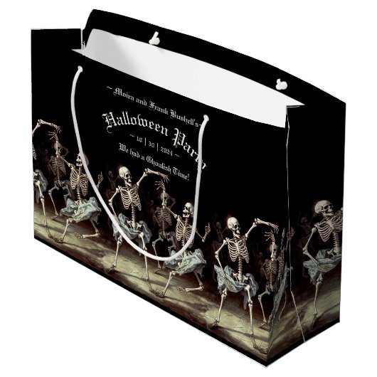 Black Death Dancing Skeletons Halloween Groot Cadeauzakje (Achterkant Gekanteld)