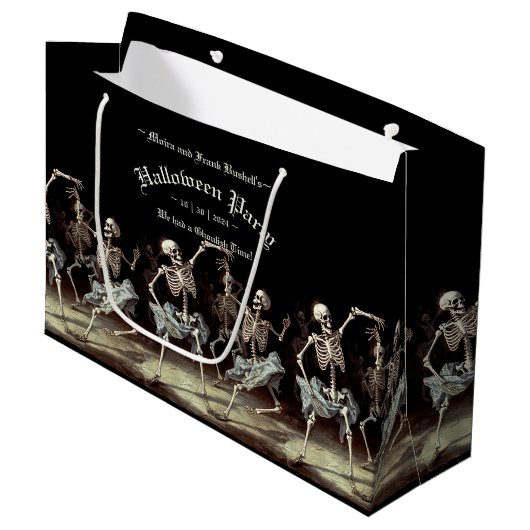 Black Death Dancing Skeletons Halloween Groot Cadeauzakje (Voorkant Gekanteld)