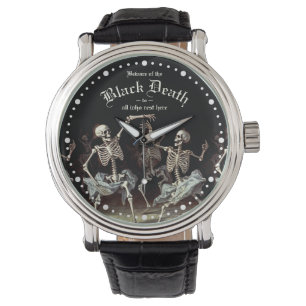 Black Death Dancing Skeletons Halloween Horloge