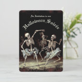 Black Death Dancing Skeletons Halloween Kaart (Staand voorkant)