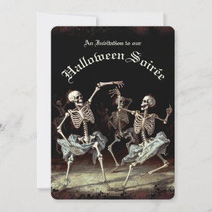Black Death Dancing Skeletons Halloween Kaart