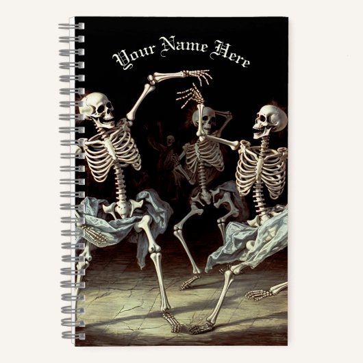 Black Death Dancing Skeletons Halloween Notitieboek (Voorkant)