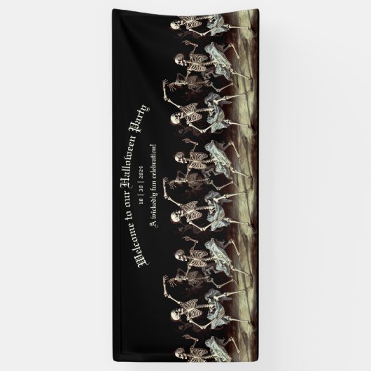 Black Death Dancing Skeletons Halloween Spandoek (Verticaal)