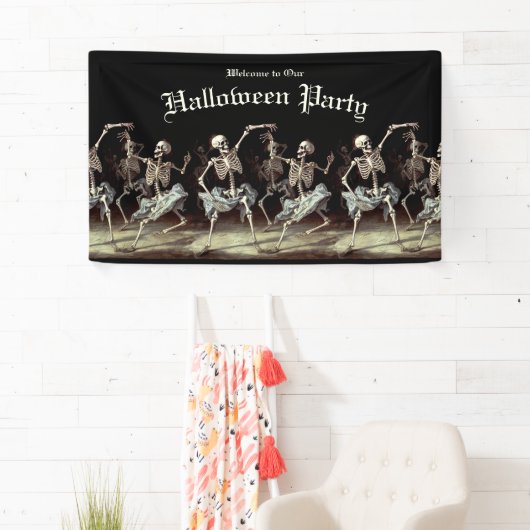 Black Death Dancing Skeletons Halloween Spandoek (Insitu)