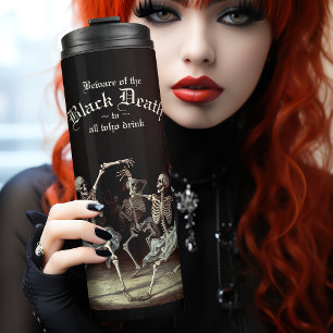 Black Death Dancing Skeletons Halloween Thermosbeker