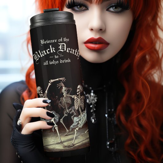 Black Death Dancing Skeletons Halloween Thermosbeker