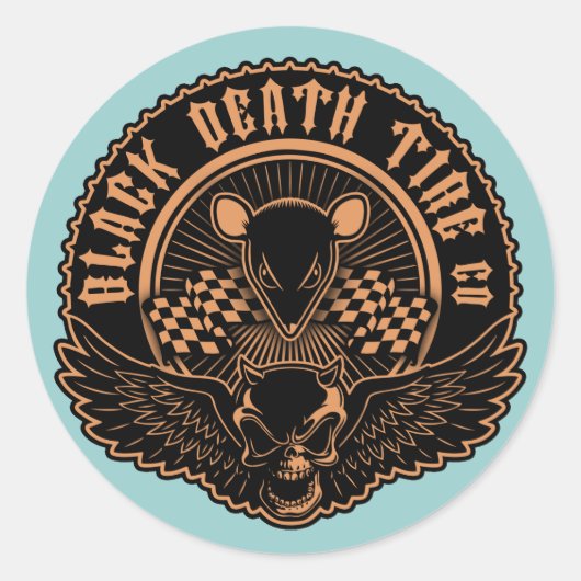Black Death Tire Co. - or Ronde Sticker (Voorkant)