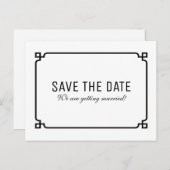 Black Deco Chic Save the Date Briefkaart (Voorkant / Achterkant)