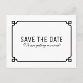 Black Deco Chic Save the Date Briefkaart (Voorkant)